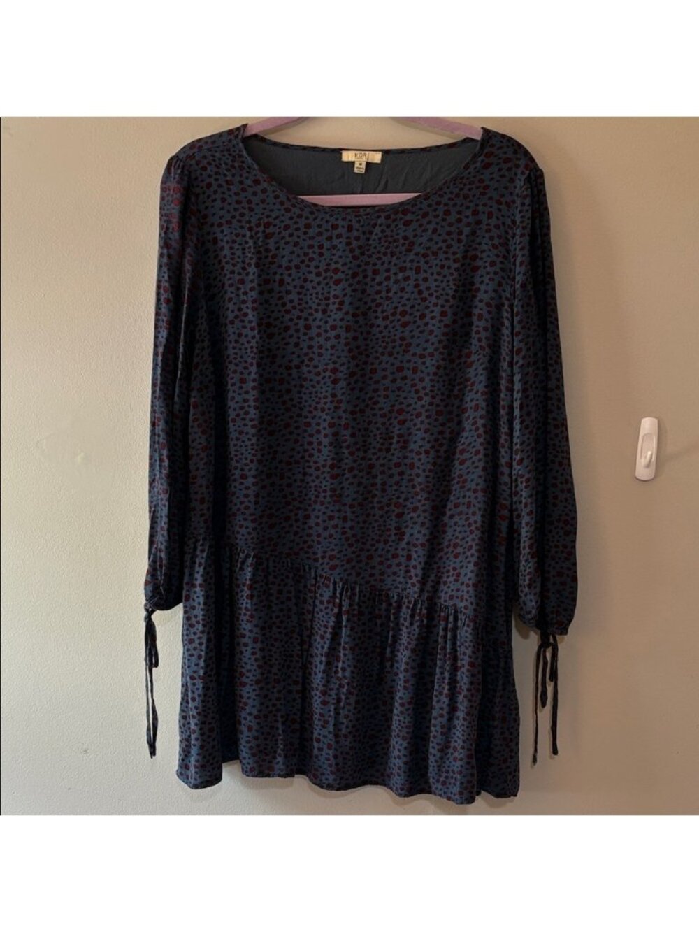 Kori Blue and Red Long Sleeve Dress Size M
